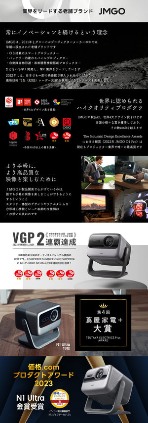 VGP2023 金賞】JMGO N1 Ultra 映画館級の3色（RGB）レーザーを搭載した 