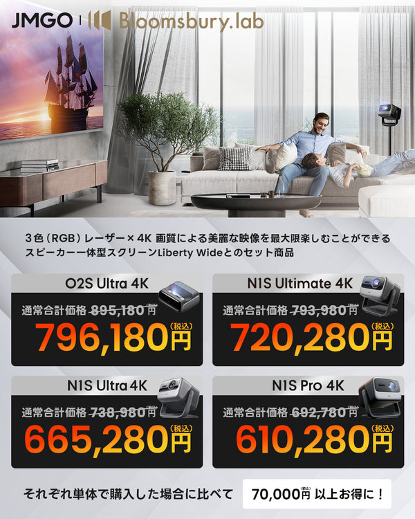 Bloomsbury Liberty Wideスクリーン＋O2S Ultra 4K/N1S Ultimate/Ultra/Pro 4Kセット